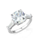 Jewellery Kingdom 4 CT Solitaire Accents Baguettes Three Stone Sparkling Ladies Cubic Zirconia Ring - Jewelry Rings - British D'sire