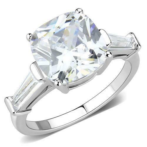 Jewellery Kingdom 4 CT Solitaire Accents Baguettes Three Stone Sparkling Ladies Cubic Zirconia Ring - Jewelry Rings - British D'sire