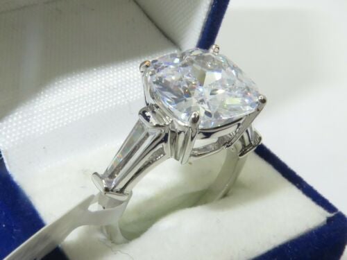 Jewellery Kingdom 4 CT Solitaire Accents Baguettes Three Stone Sparkling Ladies Cubic Zirconia Ring - Jewelry Rings - British D'sire