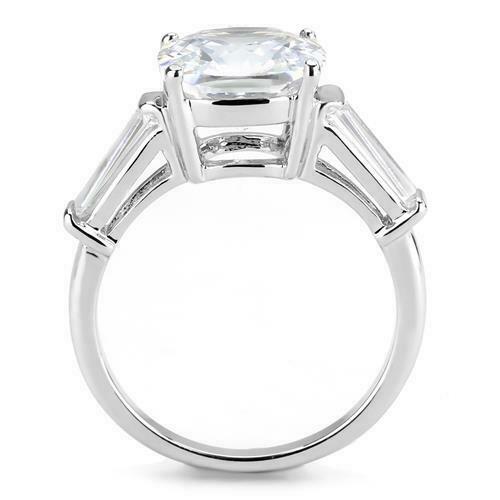 Jewellery Kingdom 4 CT Solitaire Accents Baguettes Three Stone Sparkling Ladies Cubic Zirconia Ring - Jewelry Rings - British D'sire