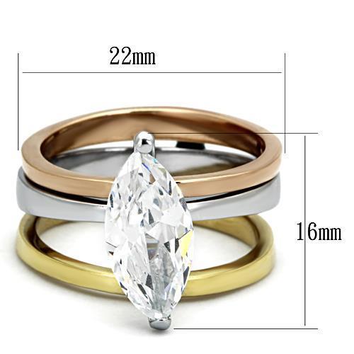 Jewellery Kingdom 4Ct Cubic Zirconia Rose Gold Yellow Gold Ladies Wedding Marquise Ring Set - Jewelry Rings - British D'sire Main image