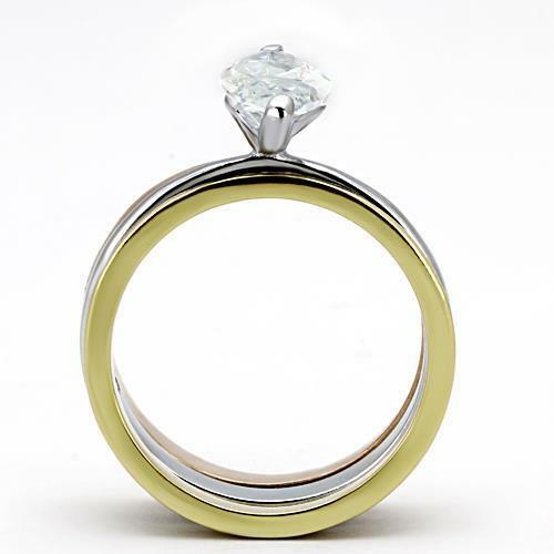 Jewellery Kingdom 4Ct Cubic Zirconia Rose Gold Yellow Gold Ladies Wedding Marquise Ring Set - Jewelry Rings - British D'sire