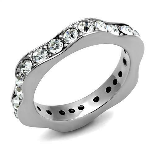 Jewellery Kingdom 4mm Full Eternity Band Ladies Cubic Zirconia Stainless Steel Ring (Silver) - Jewelry Rings - British D'sire Main image