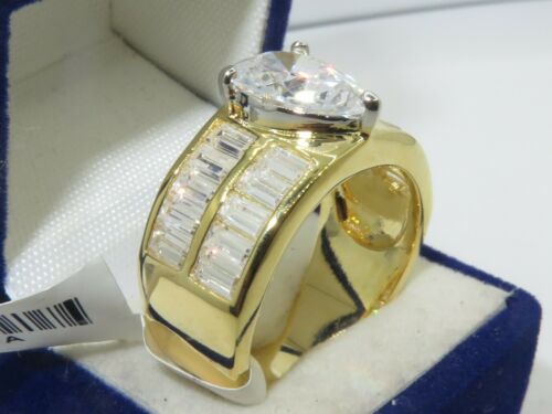 Jewellery Kingdom 5CT Pear Cubic Zirconia Cocktail Sparkling Clear Ladies Gold Ring - Jewelry Rings - British D'sire