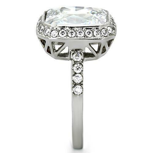 Jewellery Kingdom 6 Carat Cubic Zirconia Stainless Steel Silver Accents Pretty Ladies Emerald Ring Secondary image