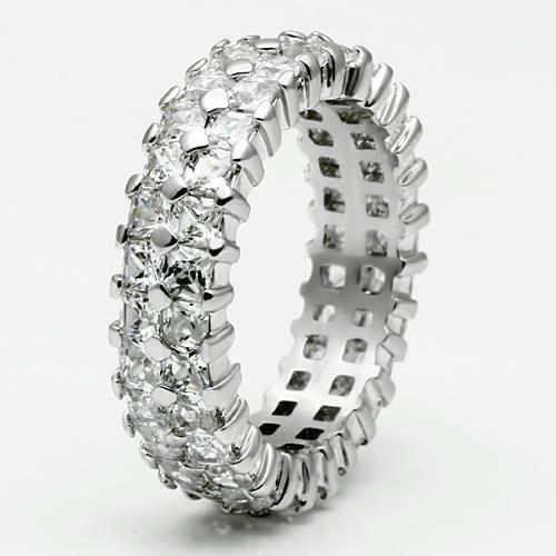 Jewellery Kingdom 7mm Band Princess Cut Silver Cubic Zirconia Ladies Eternity Ring - Jewelry Rings - British D'sire Main image