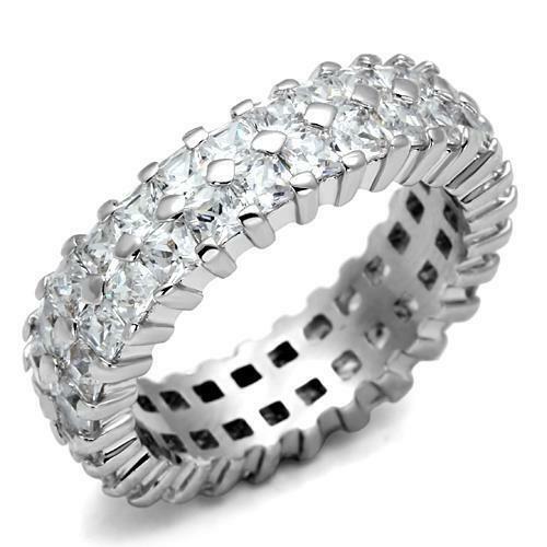 Jewellery Kingdom Ladies Band Princess Cut Silver Cubic Zirconia Eternity Ring Secondary image