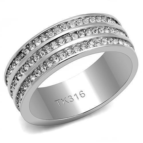 Jewellery Kingdom 7mm CZ Silver Stainless Steel Ladies Wedding Full Eternity Ring Band - Jewelry Rings - British D'sire Main image