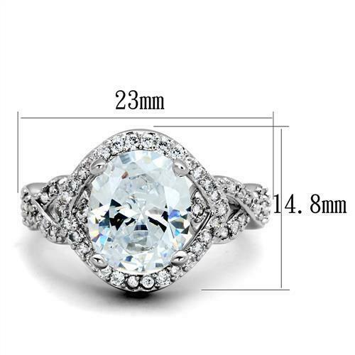 Jewellery Kingdom 8 Carat Ladies Oval Cz Dress Rhodium Cocktail Handmade Ring (Silver) Secondary image