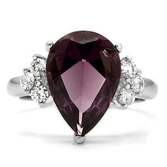 Jewellery Kingdom 8CT Stainless Steel Purple Sparkling Cocktail Ladies Amethyst Pear Ring - Jewelry Rings - British D'sire