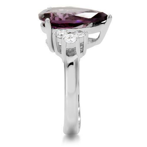 Jewellery Kingdom 8CT Stainless Steel Purple Sparkling Cocktail Ladies Amethyst Pear Ring - Jewelry Rings - British D'sire