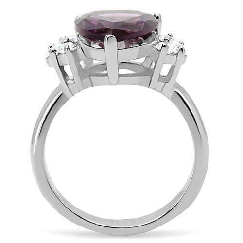 Jewellery Kingdom 8CT Stainless Steel Purple Sparkling Cocktail Ladies Amethyst Pear Ring - Jewelry Rings - British D'sire