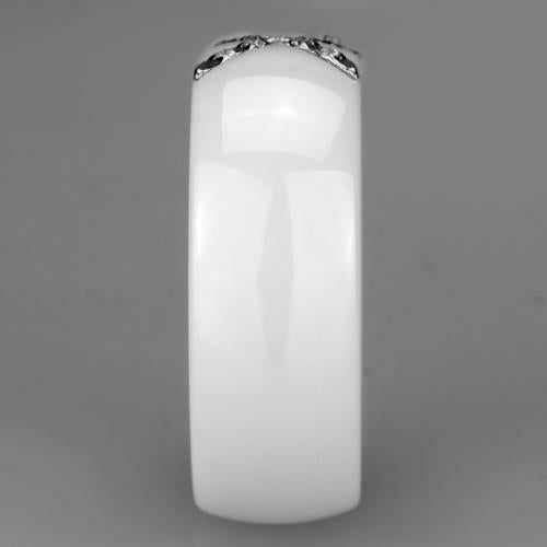 Jewellery Kingdom 8mm Chunky Ceramic Cubic Zirconia Ladies White Cross Ring Band Secondary image