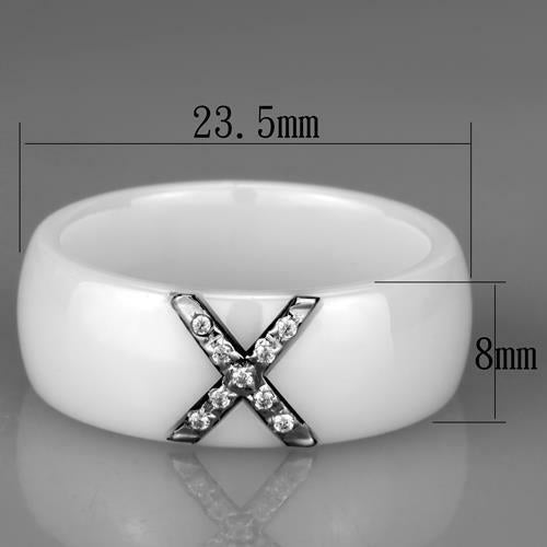 Jewellery Kingdom 8mm Chunky Ceramic Cubic Zirconia Ladies White Cross Ring Band - Jewelry Rings - British D'sire Main image