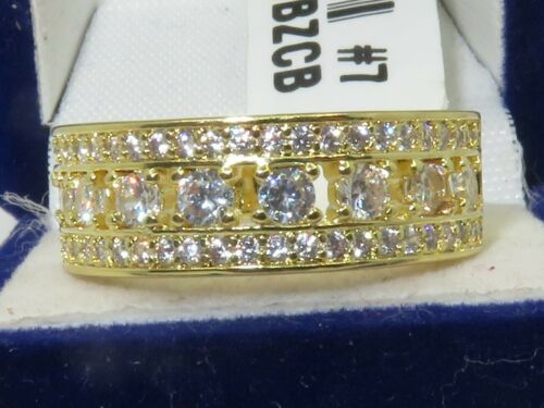 Jewellery Kingdom 8mm Eternity Cubic Zirconia 18KT Steel Wedding Sparkle 7mm Ladies Band Ring (Gold) Secondary image