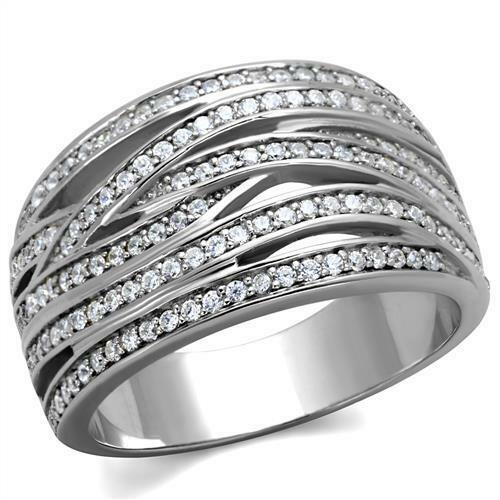 Jewellery Kingdom 925 Sterling Silver Simulated Micro Pave Band Comfort Womens Diamond Ring - Jewelry Rings - British D'sire Main image