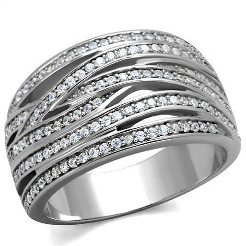 Jewellery Kingdom 925 Sterling Silver Simulated Micro Pave Band Comfort Womens Diamond Ring - Jewelry Rings - British D'sire