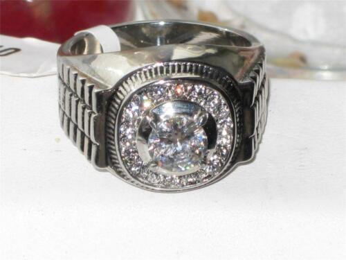 Jewellery Kingdom Mens Round Stainless Steel Lasting Simulated Diamond Signet Pinky Ring Secondary image