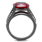 Jewellery Kingdom 9ct Cz Cushion Stainless Steel Cubic Zirconia Dress Ladies Ruby Ring Red - Jewelry Rings - British D'sire