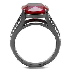 Jewellery Kingdom 9ct Cz Cushion Stainless Steel Cubic Zirconia Dress Ladies Ruby Ring Red - Jewelry Rings - British D'sire