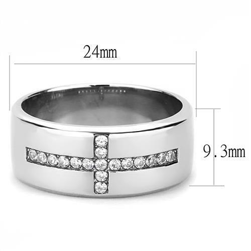 Jewellery Kingdom 9mm Cross Mens Cz Thumb Wedding Signet Pinky Stainless Steel Ring (Silver) Secondary image