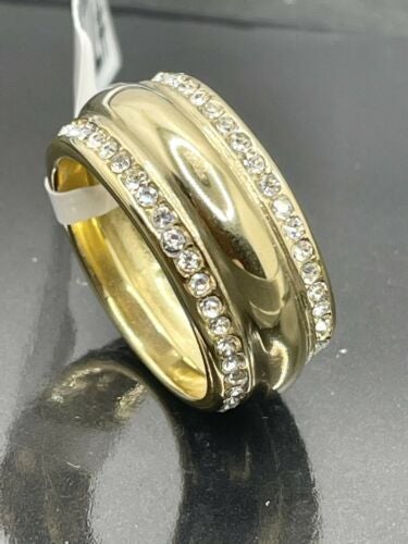 Jewellery Kingdom 9mm Cubic Zirconia 8KT Steel No Tarnish Ladies Band Ring (Gold) - Rings - British D'sire