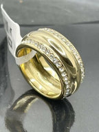 Jewellery Kingdom 9mm Cubic Zirconia 8KT Steel No Tarnish Ladies Band Ring (Gold) - Rings - British D'sire