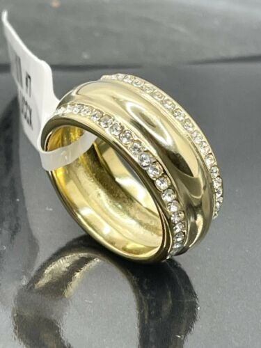 Jewellery Kingdom 9mm Cubic Zirconia 8KT Steel No Tarnish Ladies Band Ring (Gold) - Rings - British D'sire