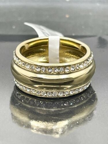 Jewellery Kingdom 9mm Cubic Zirconia 8KT Steel No Tarnish Ladies Band Ring (Gold) - Rings - British D'sire