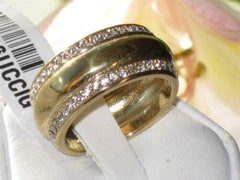 Jewellery Kingdom 9mm Wedding Band Ladies Cz 18kt Steel Mens No Tarnish Ring (Gold) - Jewelry Rings - British D'sire