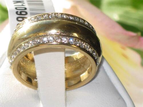 Jewellery Kingdom 9mm Wedding Band Ladies Cz 18kt Steel Mens No Tarnish Ring (Gold) - Jewelry Rings - British D'sire Main image