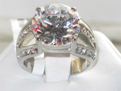 Jewellery Kingdom Accents 6 CT Cubic Zirconia Stainless Steel Cocktail Ladies Solitaire Ring (Silver) - Jewelry Rings - British D'sire