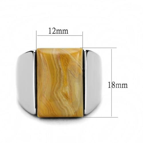 Jewellery Kingdom Agate Semi Precious Gemstone Pinky Stainless Steel Tusk Mens Signet Ring Secondary image