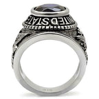 Jewellery Kingdom Air Force Signet Pinky Military USA Sapphire Oval Cubic Zirconia Stainless Steel Ring - Jewelry Rings - British D'sire