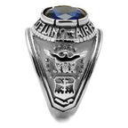 Jewellery Kingdom Air Force Signet Pinky Military USA Sapphire Oval Cubic Zirconia Stainless Steel Ring - Jewelry Rings - British D'sire