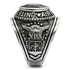 Jewellery Kingdom Air Force Signet Pinky Military USA Sapphire Oval Cubic Zirconia Stainless Steel Ring - Jewelry Rings - British D'sire