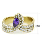 Jewellery Kingdom Amethyst Pear Ladies Simulated Diamonds Steel Cocktail Ring (Purple & Gold) - Jewelry Rings - British D'sire