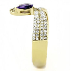 Jewellery Kingdom Amethyst Pear Ladies Simulated Diamonds Steel Cocktail Ring (Purple & Gold) - Jewelry Rings - British D'sire