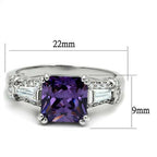 Jewellery Kingdom Amethyst Princess 4 Carat Baguettes Cubic Zirconia Silver Ladies High All Sizes Ring (Purple) - Jewelry Rings - British D'sire