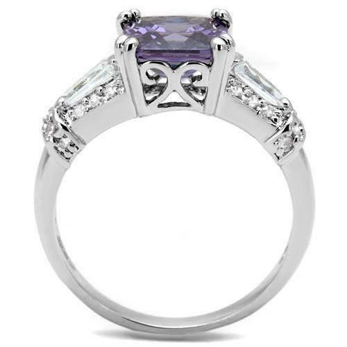 Jewellery Kingdom Amethyst Princess 4 Carat Baguettes Cubic Zirconia Silver Ladies Ring (Purple) Secondary image