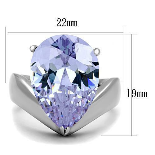 Jewellery Kingdom Amethyst Purple Solitaire Stainless Steel 10 Carat Ladies Pear Ring Secondary image