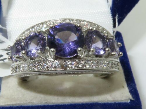 Jewellery Kingdom Amethyst Silver Cz Anniversary Ladies Ring (Purple) - Jewelry Rings - British D'sire