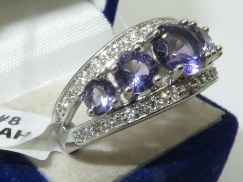 Jewellery Kingdom Amethyst Silver Cz Anniversary Ladies Ring (Purple) - Jewelry Rings - British D'sire