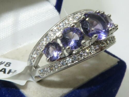 Jewellery Kingdom Amethyst Silver Cz Anniversary Ladies Ring (Purple) - Jewelry Rings - British D'sire