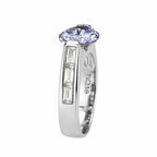 Jewellery Kingdom Amethyst Solitaire Emerald Cuts Simulated Diamonds Ring (Silver) - Jewelry Rings - British D'sire