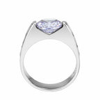 Jewellery Kingdom Amethyst Solitaire Emerald Cuts Simulated Diamonds Ring (Silver) - Jewelry Rings - British D'sire