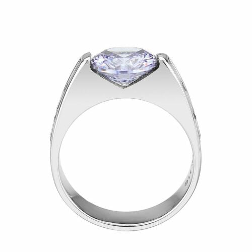 Jewellery Kingdom Amethyst Solitaire Emerald Cuts Simulated Diamonds Ring (Silver) - Jewelry Rings - British D'sire
