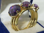 Jewellery Kingdom Amethyst Stacking CZ Cushion Cut 18kt Ladies Gold Ring Set (Purple & Gold) - Jewelry Rings - British D'sire