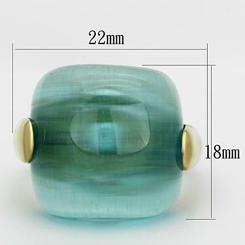 Jewellery Kingdom Aquamarine Cats Eye Synthetic Steel 18 Carat Ladies Ring (Gold) Secondary image