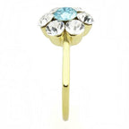 Jewellery Kingdom Aquamarine Flower Cluster Pretty Simulated Diamonds Ladies Ring (Gold) - Jewelry Rings - British D'sire